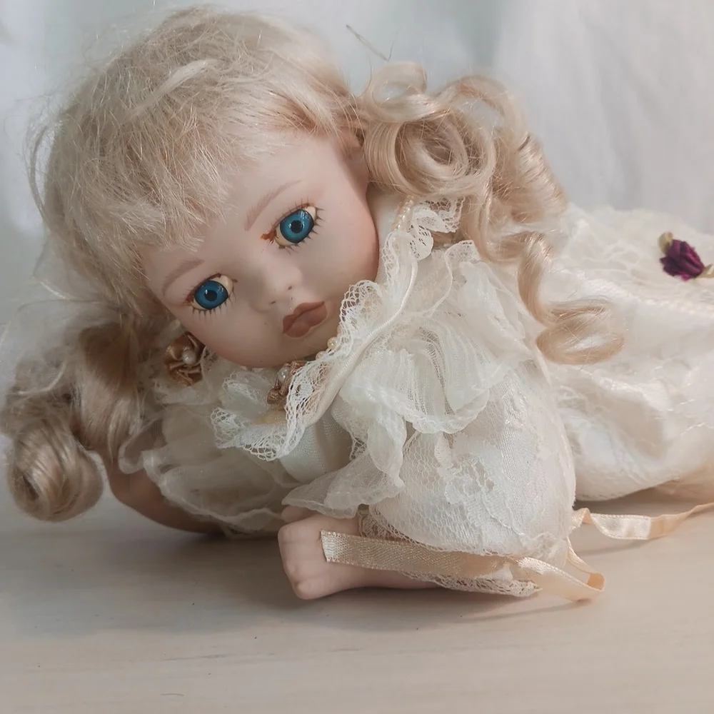Classical Treasures Blonde Baby Doll Angel Outfit Porcelain